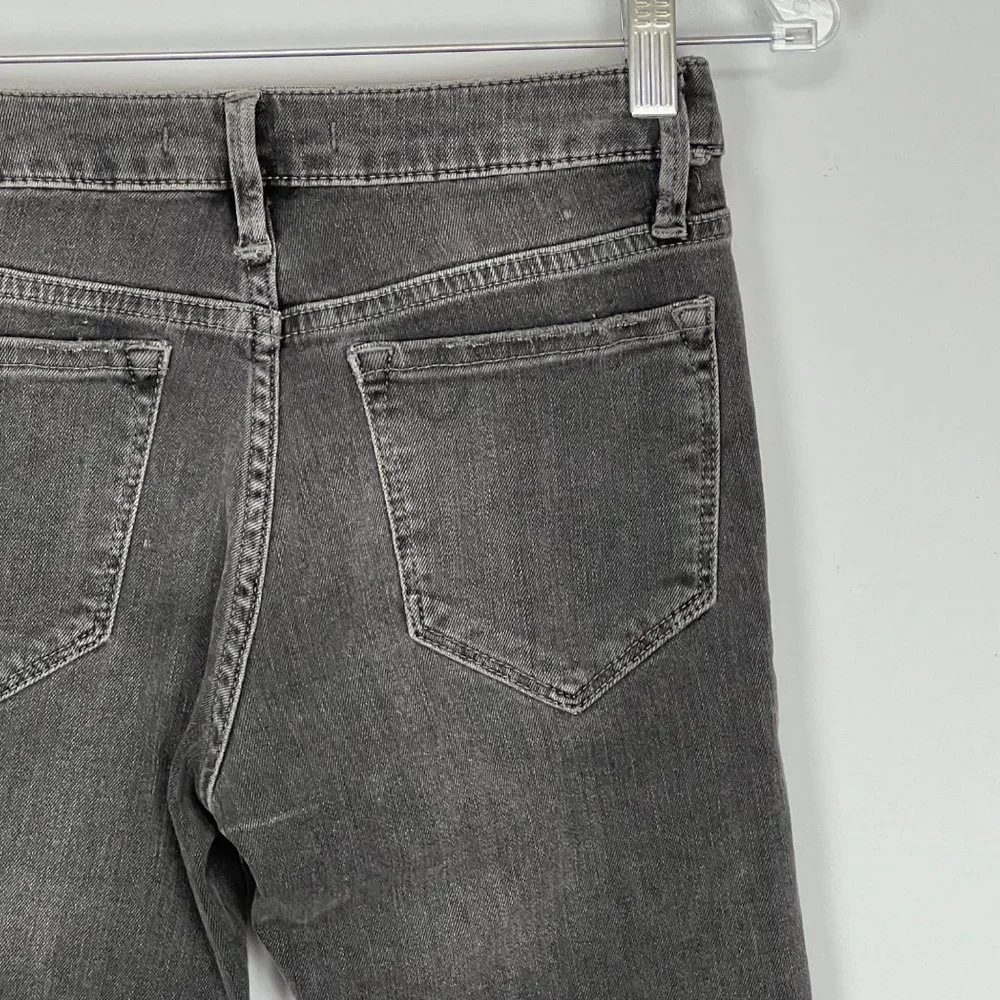 Free People Womens Black Skinny Jeans Raw Hem Mid Rise Cropped size 25